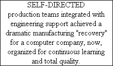 SELF-DIRECTED  production teams integrated with  engineering support achieved a  dramatic manufacturing 